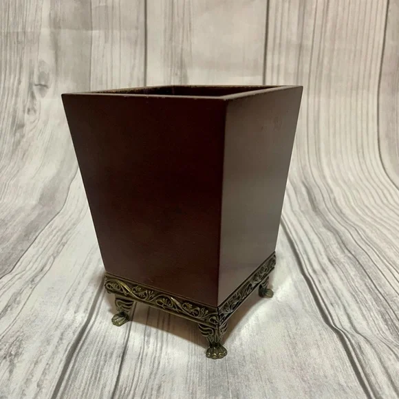 Vintage Bombay Company  Brown Wooden Pencil Cup / Pencil Holder - Picture 3 of 4